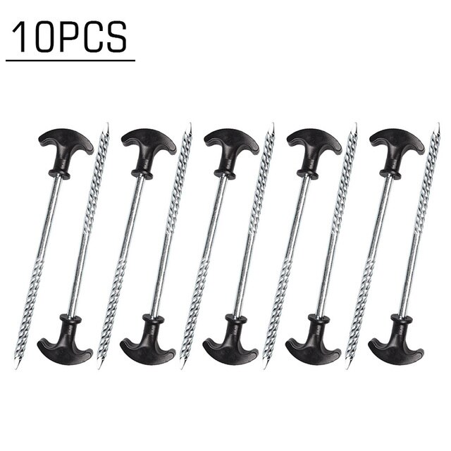 10Pcs Haken Haringen Schroef 20Cm Stalen Stakes Zware Luifel Elements Vocht Pads Nagels Outdoor Camping Wandelen accessoires: Default Title