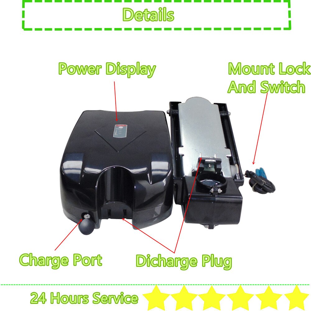 Frog Seat Post Ebike Battery Box 24V 36V 48V 52V Mountain Bike City Bike Folding Bike Battery Box 40 50 52 56 60 65 pcs 18650