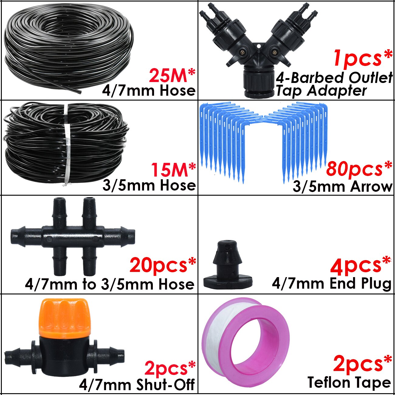 Kas Automatische Elleboog Emitter Drip Systeem 4/7 3/5Mm Slang Tuin Watering Irrigatie Kit Voor Thuis Ingemaakte plant: Clear