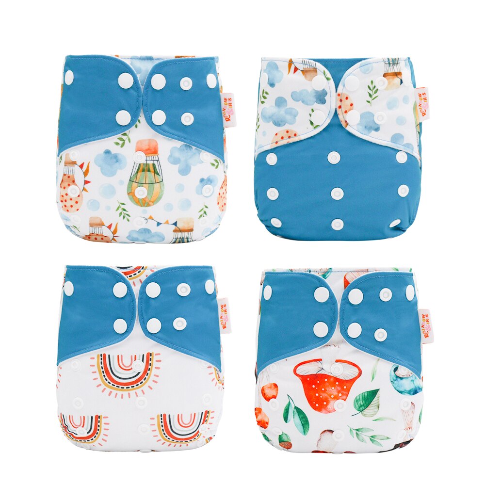 Rainbow &amp; Iris – couche en tissu , lavable et réutilisable, pour bébé de 3 à 15kg, 4 pièces/ensemble: Blue
