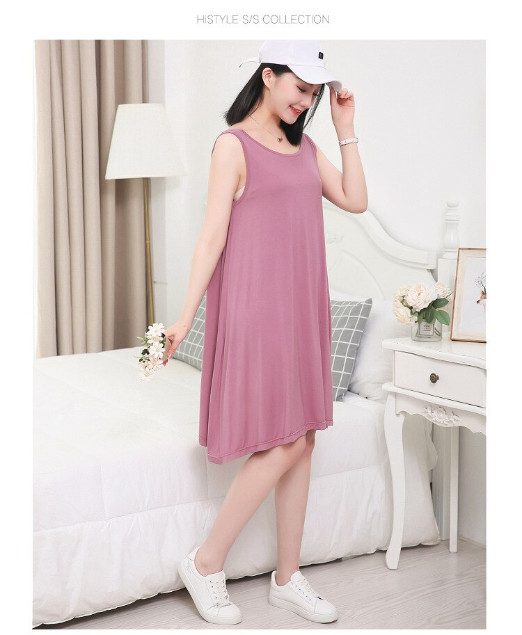 Zomer Modale Sexy Backless Jurk Vrouwen Nachtkleding Mouwloze Losse Grote Omvang Vet Mm Nachthemd Vrouwelijke Nachtjapon Sexy Nachtkleding
