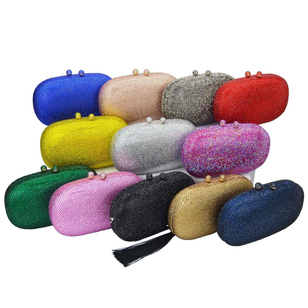Tofsar kristall clutch aftonväskor roséguld festväska silverbröllop brudväskor ab rosa fuchsia aftonväska