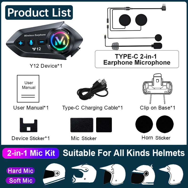 Casque Bluetooth étanche pour casque de moto, appel mains libres, réduction du bruit sans fil, lumière RVB, téléphone de sauna, BTAllemands: WHITE