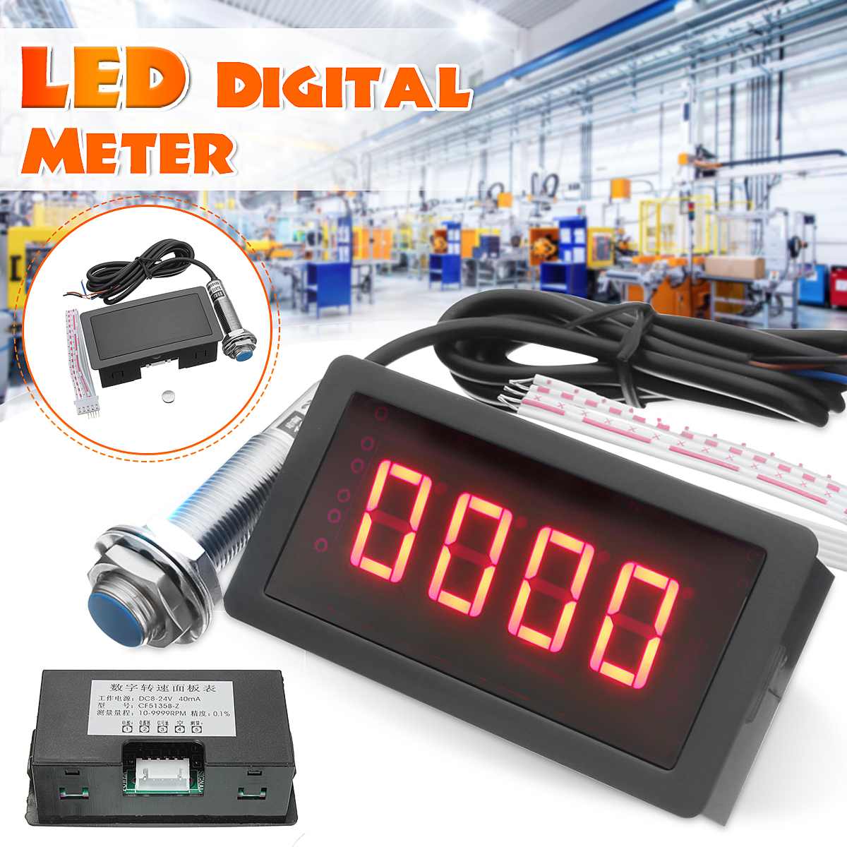 Digitale Toerenteller Toerentalmeter Meter Contactloos 2.5Rpm-99999