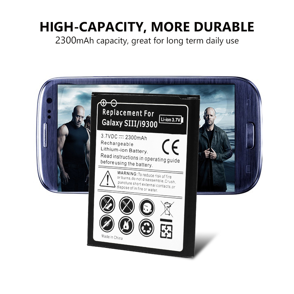 Batería de litio li-po para teléfono inteligente 3,7 V 2300mAh para Samsung Galaxy S3 I9300 i9060 i9082 I535 GT-i9300 i9305 i9308 i9128V