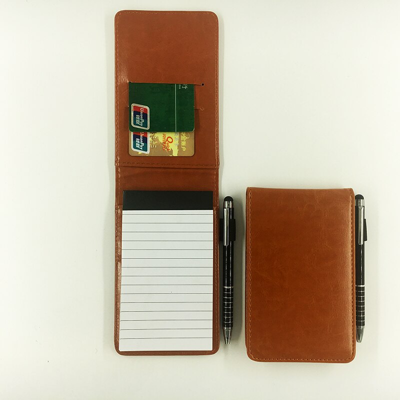 Ruize multifunktions lille notesbog  a7 planner læder lomme notesbog mini note bog med pen business office notesblok papirvarer: Brun