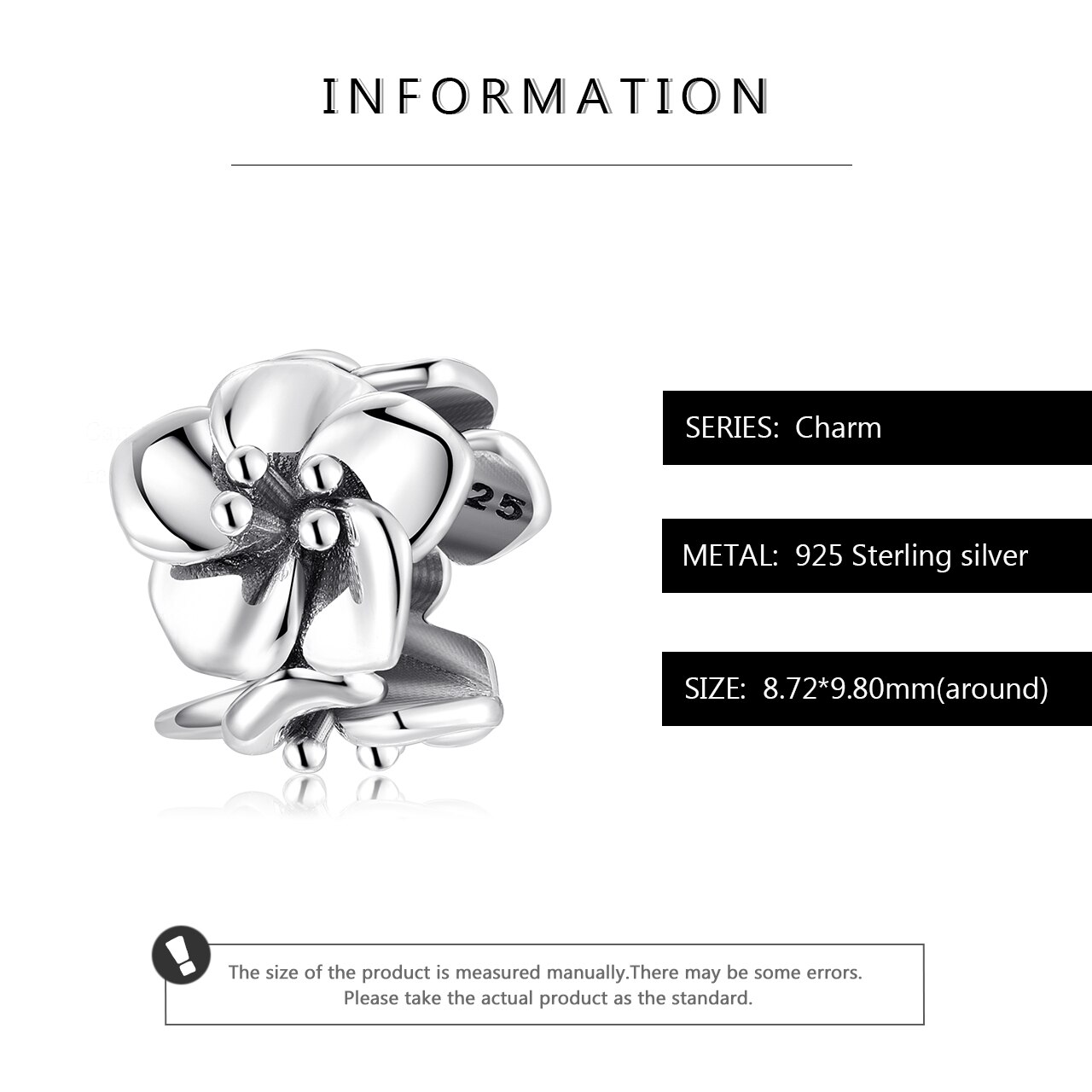 925 sølv orkide blomster perler charme passer originale fine armbånd armbånd smykker gør