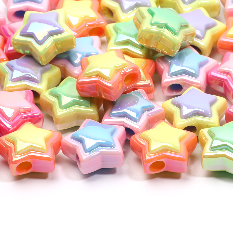 10pcs 17mm AB Star Beads UV Pentagram Acrylic Beads For Jewelry Making Diy Bracelet Phone Chain Keychain Handmade Accessories