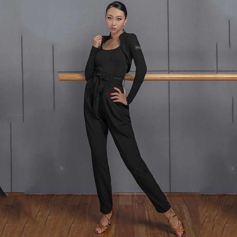 Latin Dance Costumes Women Practice Wear Long Sleeve Tops Latin Trousers Ballroom Rumba Samba Competition Clothing DNV13986