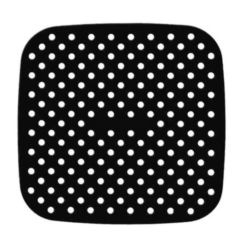 Reusable Air Fryer Liners Round Square Non-Stick Food Grade Silicone Basket Mats For Cosori NuWave Dash Cooking Kitchen Tool: 7.5 square black