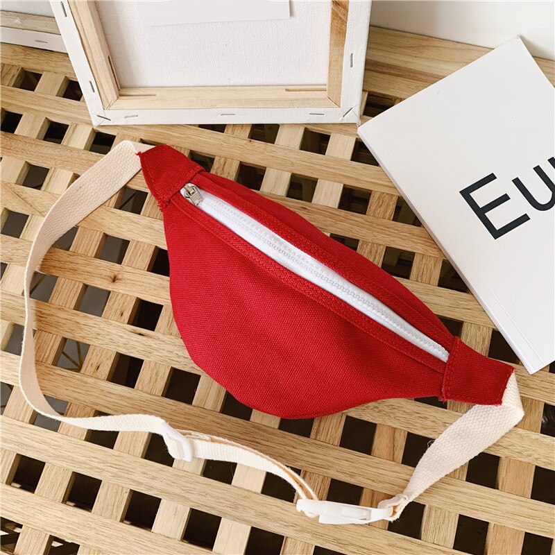 Unisex baby gils jongens effen rits canvas handtas borsttas heuptas schoudertas klein mini casual feesttas: Rood