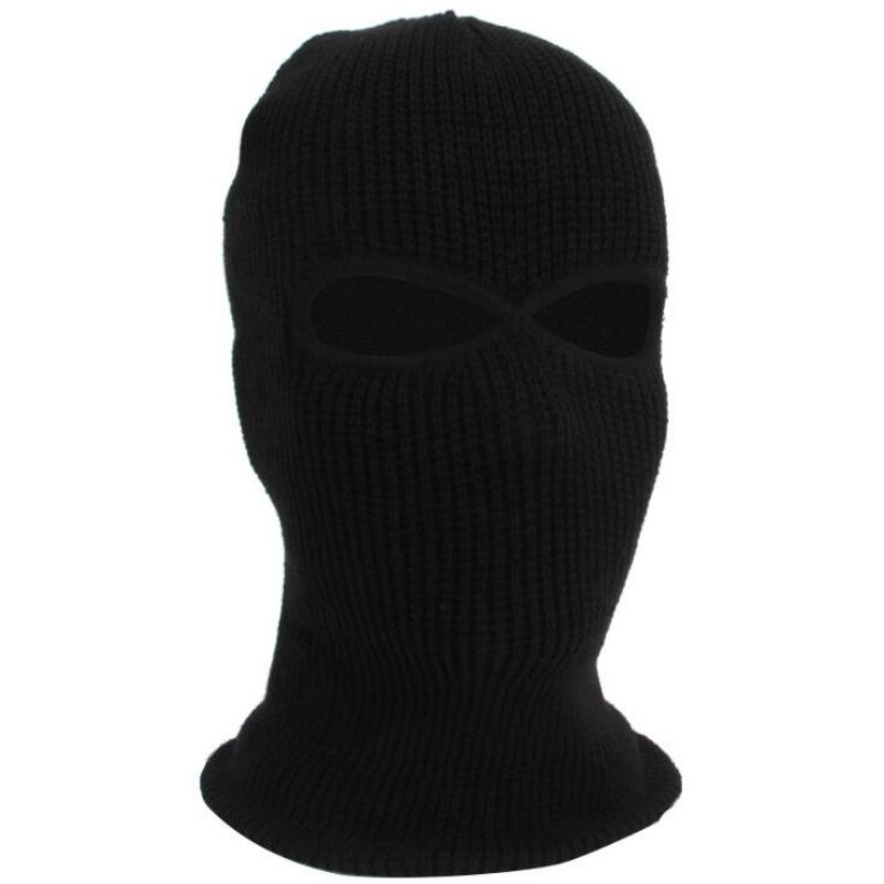 Vinter balaclava 2/3 skrog helmaske lokk strikking motorsykkel ansiktsskjerm utendørs ridning ski fjellklatring hodetrekk: Svart