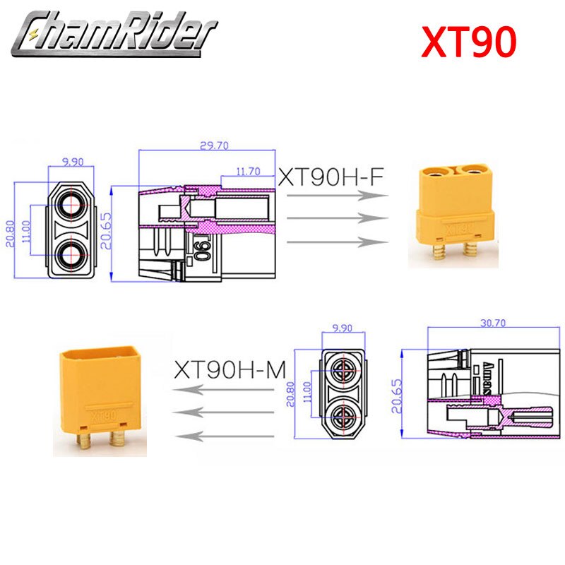 Vergaren XT60 XT90 Plug Connectoren Mannelijke En Vrouwelijke Panel Mounting Kit