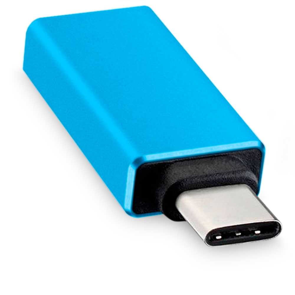 Adattatore da USB 3.0 Femmina a Tipo C Maschio OTG Blu per Smartphone Cellulare Convertitore Funzione On The Go