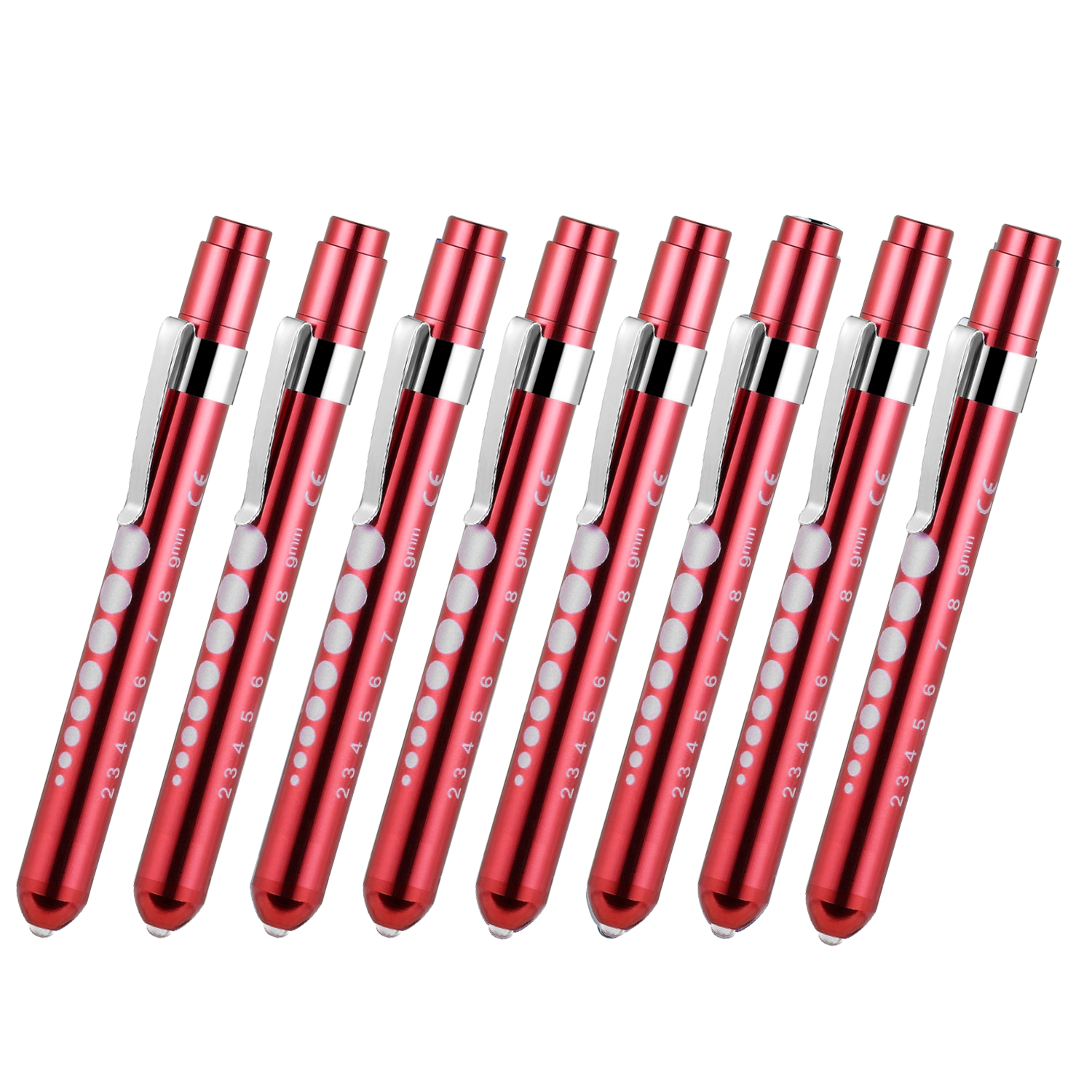 Stylo médical de poche en alliage d&#39;aluminium, 8 pièces, lampe torche Otoscope ophtalmoscope, lampe de poche LED pour le contrôle dentaire de la gorge: 8PCS Red Color