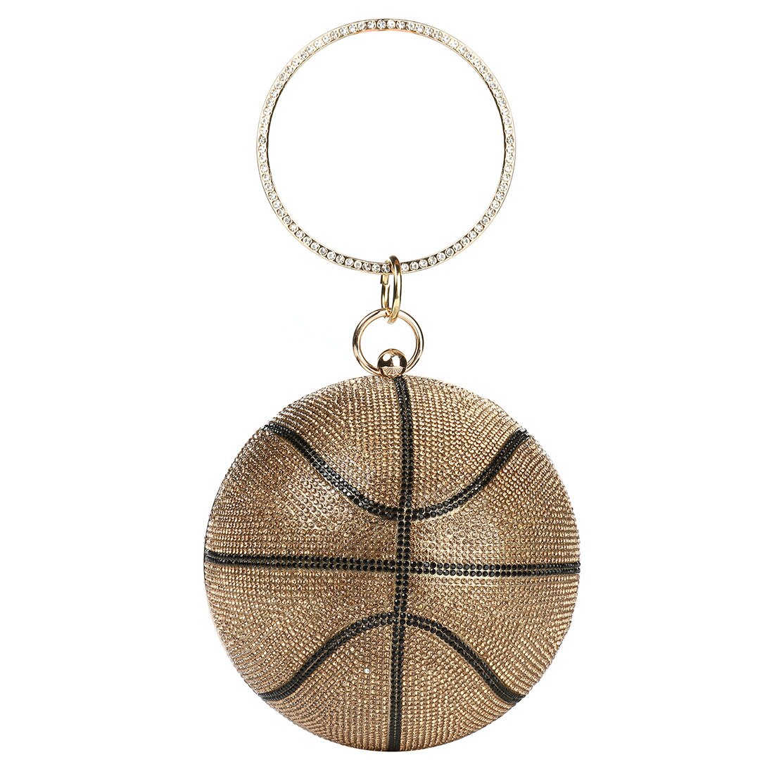 Bolsa de basquete diamante feminina, bolsa de mão de desenho bola de luxo para mulheres bolsas de festa e sacola feminina de ombro corrente bolsa de mão basquete: gold