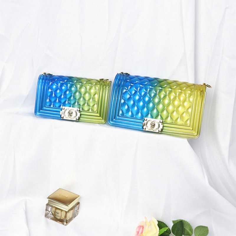 Clear Colorful Transparent Jelly Bag Gradient Candy Color Crossbody Bags Ladies Shoulder Chain Messenger Bag Sg69