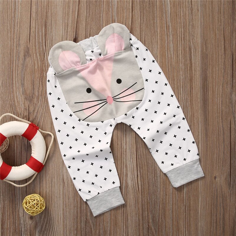 Emmababy Baby Baby jongen meisje Harembroek Mode bebe Jongens Meisjes Cartoon PP Leuke Bodems Lange Broek Leggings Broek: WHITE / Pasgeboren