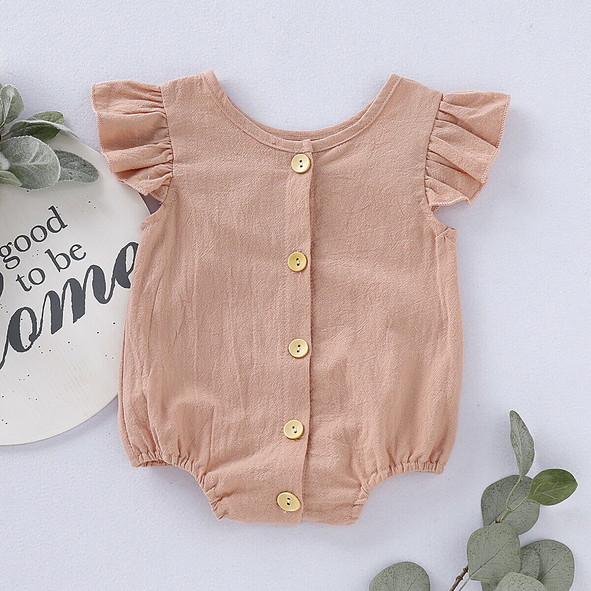Infants Baby Girls Boys Cute Bodysuits Pure Color Ruffles Short Sleeve Jumpsuit Clothes One Piece 5 Colors