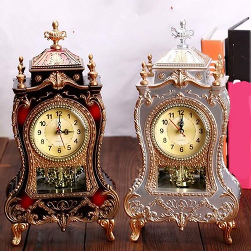 Vintage Desk Retro Alarm Clocks Classical Royalty Living Room TV Cabinet Desk Furnishing Sit Pendulum Clock