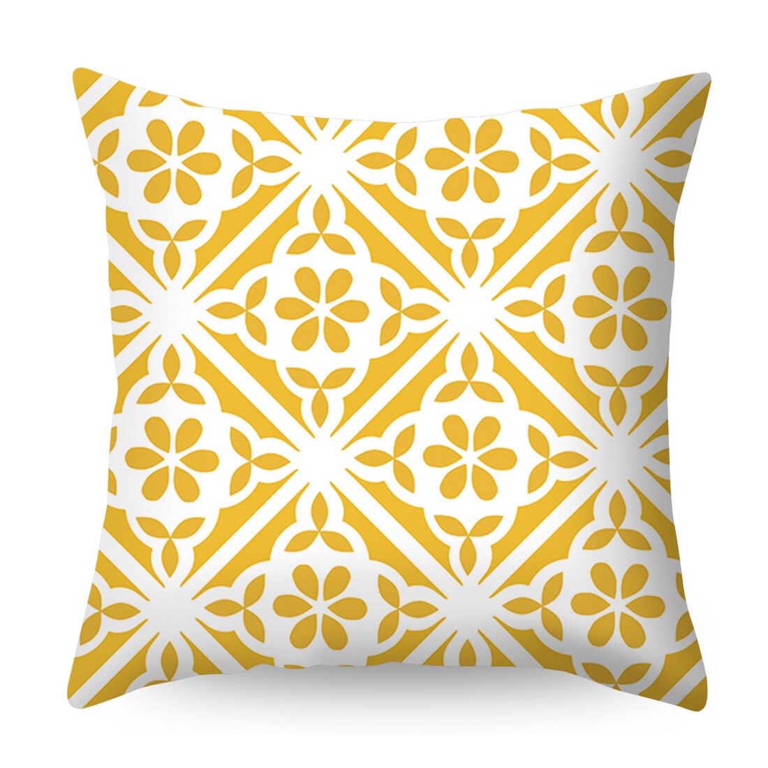 Urijk Geometric Printed Throw Pillow Case Yellow Gray Diamond Wave Waist Cushion Cover Office Sofa Housse de Coussin Kussenhoes