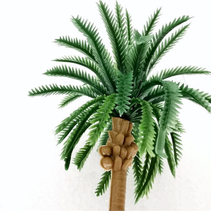 10Pcs Kunststoff Coconut Palm Baum Miniatur Anlage Töpfe Bonsai Handwerk Micro Landschaft DIY Decor Diorama Landschaft modell