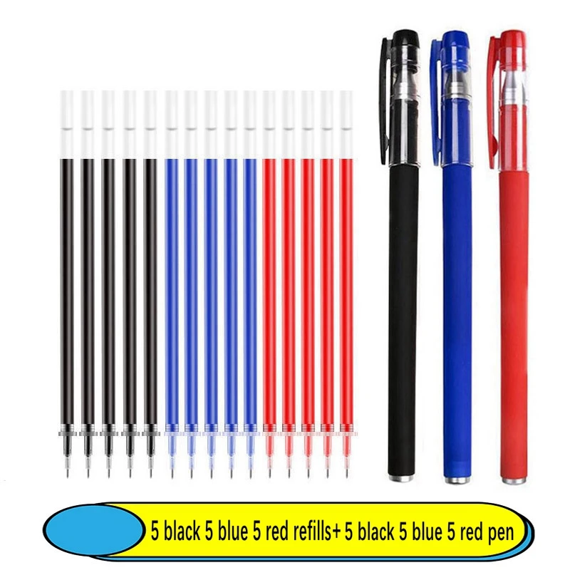6-25Pc 0.5mm Gel Pen Set Neutral Pen Black/Blue/Red Color Replacable Refill Smooth Writing School Stationery Supplies