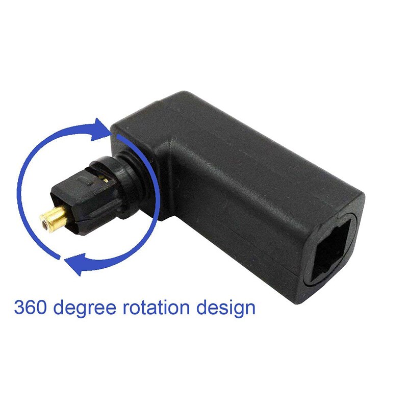 Pack of 2 360 Degree Digital Fiber Optic Toslink Right Angle 90 Degree Female to 3.5 mm Mini Male Optical Audio Connector Adapte
