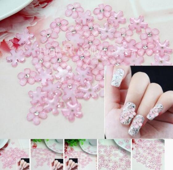 10pc 3d Nail Art Bloem Decoraties met Strass, 3D Nagel Charmes, sieraden op Nagels Salon Supplies 2 kleuren