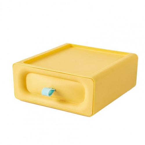 Multi Function Drawer Desktop Storage Box Large Capacity Stackable PP Multi-function Storage Cabinet for Home Supplies: YELLOW