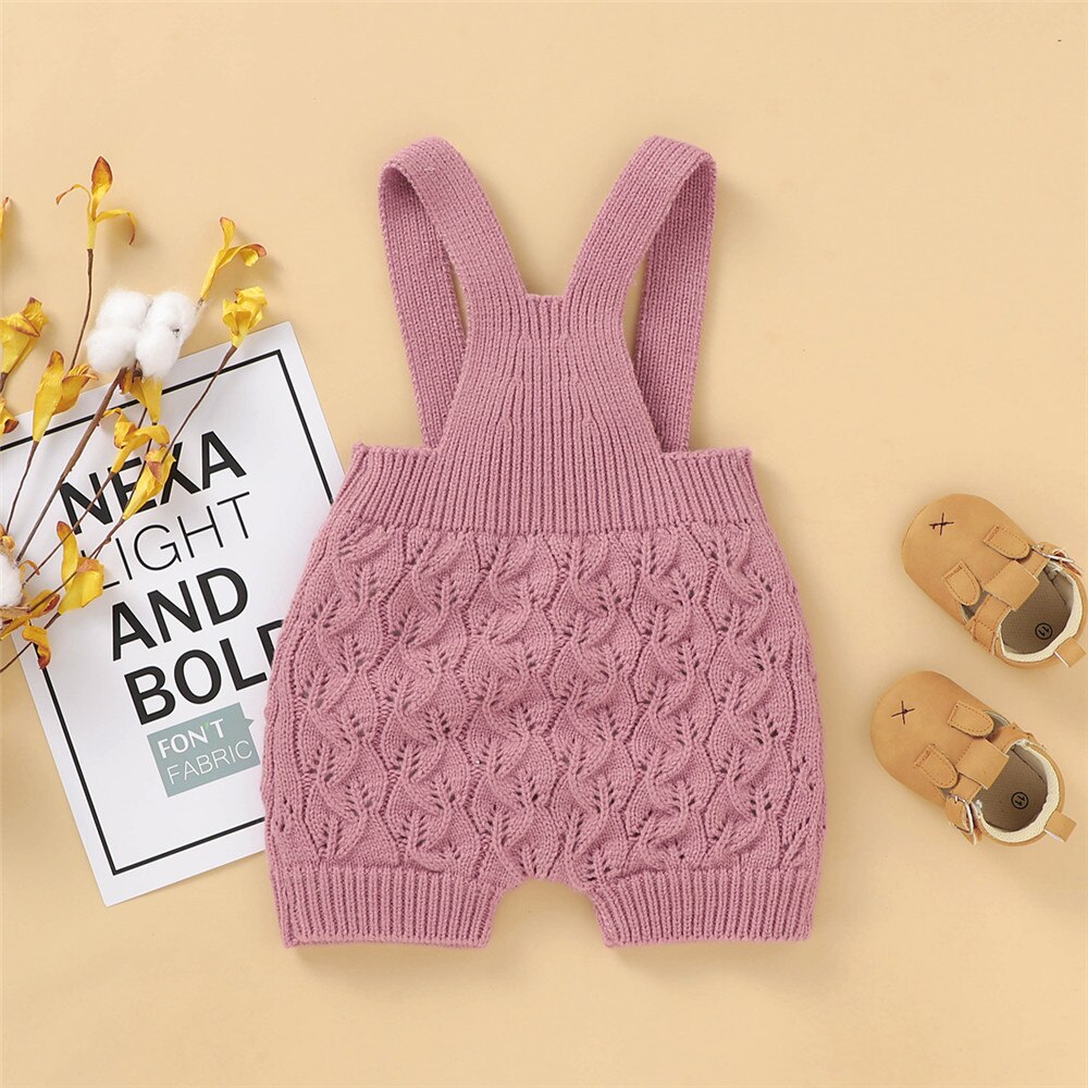 Baby Baby Jongens Meisjes Gebreide Overalls Mouwloze Effen Kleur Een Stuk Romper Lente Herfst Kleding Met Knoppen 0-24M
