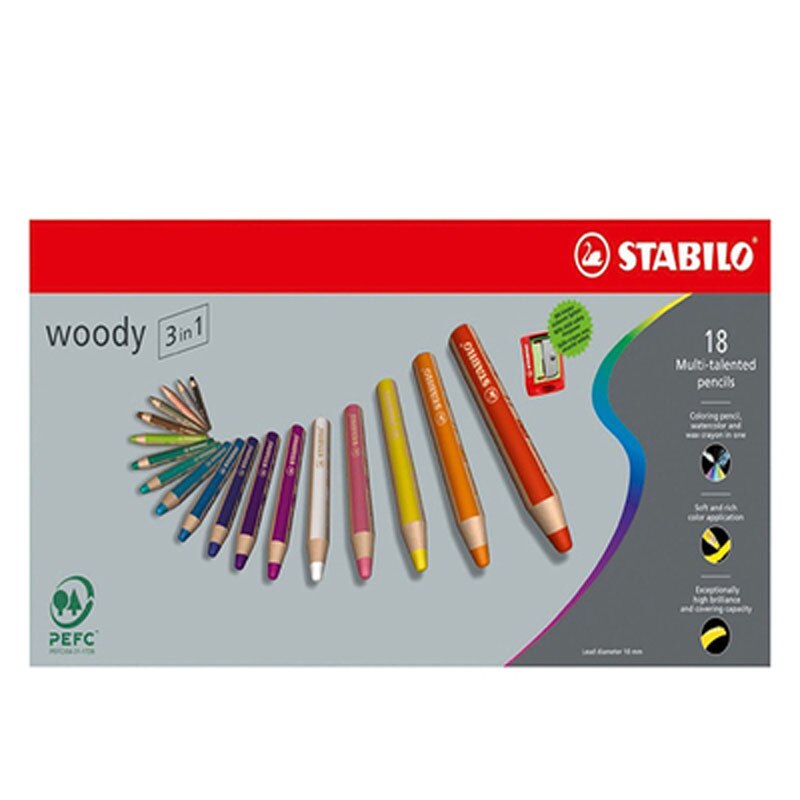 6/10/18PCS German STABILO Invincible Colour Crayon 886 Ultra Coarse Water Soluble Colour Brush Set