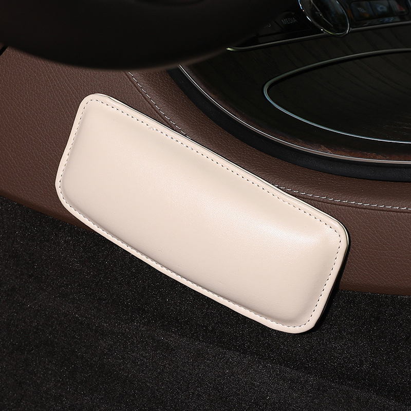 Rodillera negra para coche, rodillera de cuero para Interior de coche, cómoda espuma viscoelástica Universal