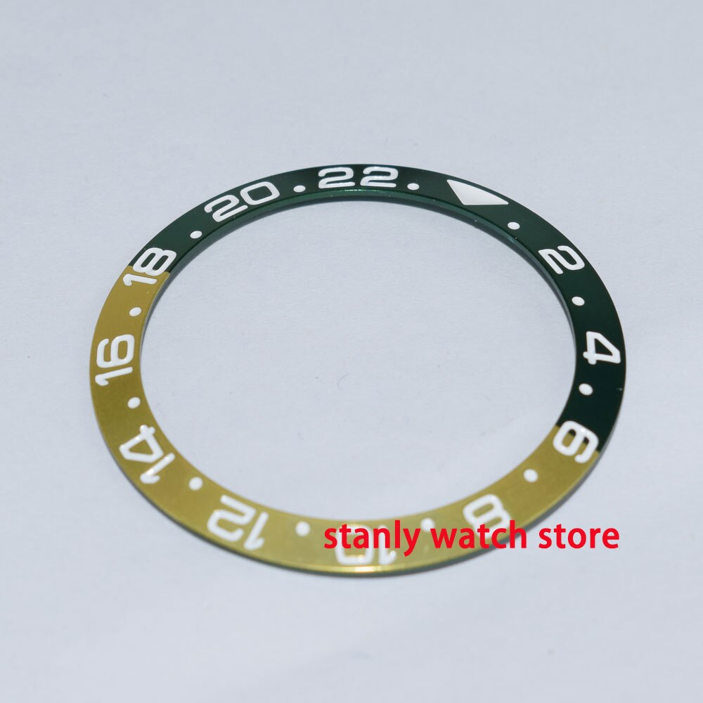 38Mm Groen Goud Legering Horloge Bezel Insert Fit Voor 40Mm Gmt Automatisch Uurwerk Horloge