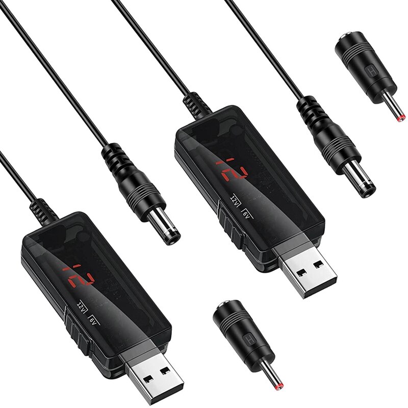 2 stück  dc 5v -zu-  dc 9v 12v usb-spannungsaufwärtswandlerkabel mit 1a -stufigem aufwärtstransformator-leistungsreglerkabel