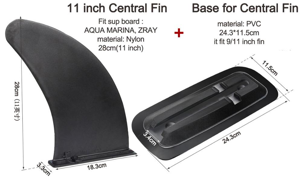 Surfevann wave fin sup tilbehør stablizer stand up paddleboard aqua marina surfebrett innskyvning sentralfin sidefinne  a05001: 11 tommer fin x base