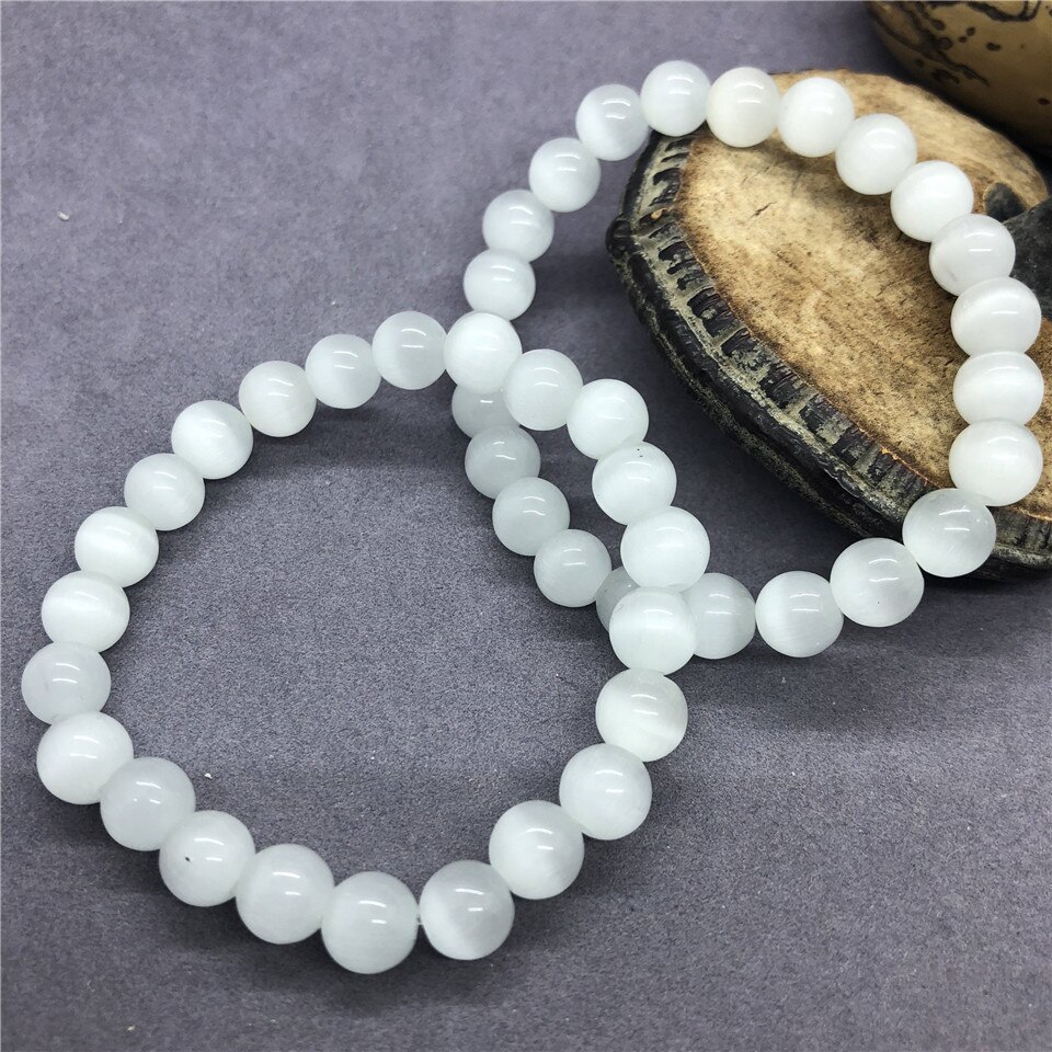 Witte kattenoog kralen armband voor vrouwen met 6-12mm hand ketting bedel