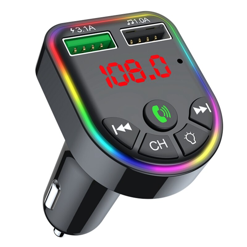 Zeven Kleur Led Auto Bluetooth MP3 Speler, Dubbele USB3.1A Mini Snelle Opladen Auto MP3 Speler