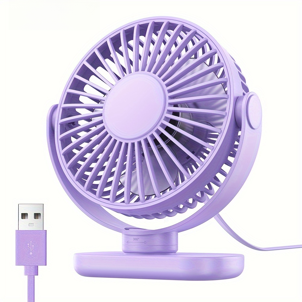 USB-bureauventilator Borstelloze motor Sterke luchtstroom Stijlvol Draagbare koelstructuur Miniventilator Geschikt voor slaapkamers en kantoren: Paars