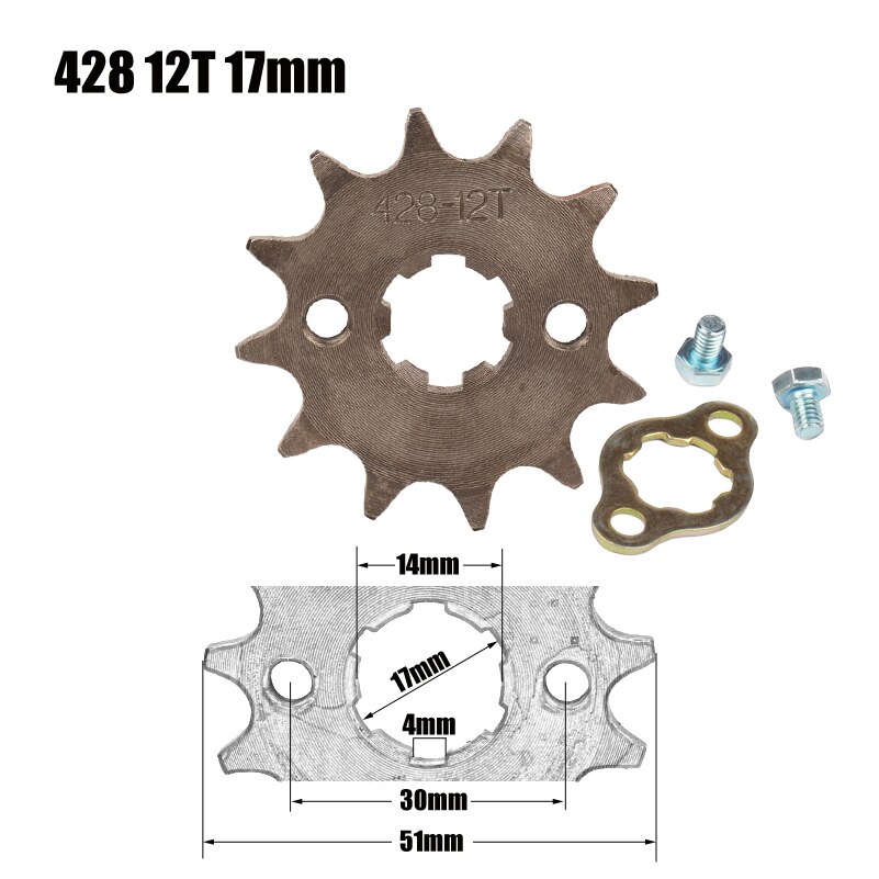 428 17 Mm 12T Voor Motor Tandwiel Fit Voor Motorfiets Dirt Bike Atv Quad Buggy: Default Title