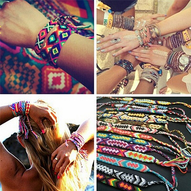 Handgefertigtes, gewebtes Armbinde Ich bin boho-stil mit regenbogenmuster, glücksbringer-freundschaftsarmbänder für damen und herren, boho-fransen, geflochtener schmuck