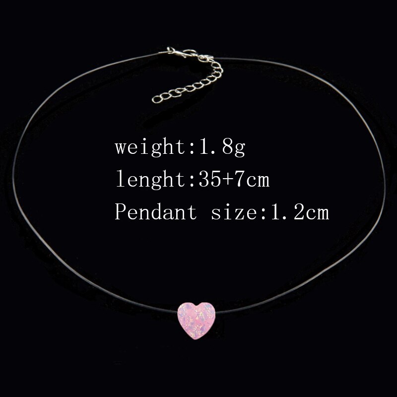 Kvindelig gennemsigtig fiskeline halskæde usynlig kæde lille kærligheds halskæde kvinder harpiks hjerte choker halskæde collier femme