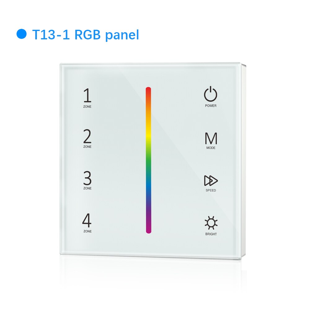 Wall Mounted Touch Panel 2.4G Wireless DMX512 Master RF Dimmer Controller 4 zone Control Dim/CCT/RGB/RGBW/RGBCCT LED Strip Light: T13-1 (White)