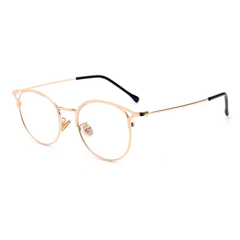 SHAUNA Anti-Blue Light Metal Cat Eye Glasses Frame Cat Ear Optical Frames Women: Golden
