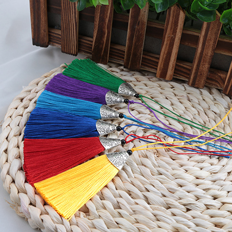 5Stck Gemischte Farbe 8cm Hängenden Seil Seide Quasten Randbereich NäHenne Knall Quaste trimmen Schlüssel Quasten Für Diy Verschönern vorhang Zubehör