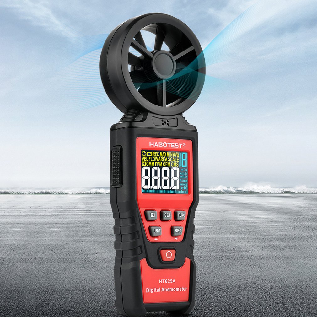Digitale Windmeters Habotest HT625B Handheld Kleur Display Wind Gauge Meter Air Volume Speed Schaal Max Min Avg Meten
