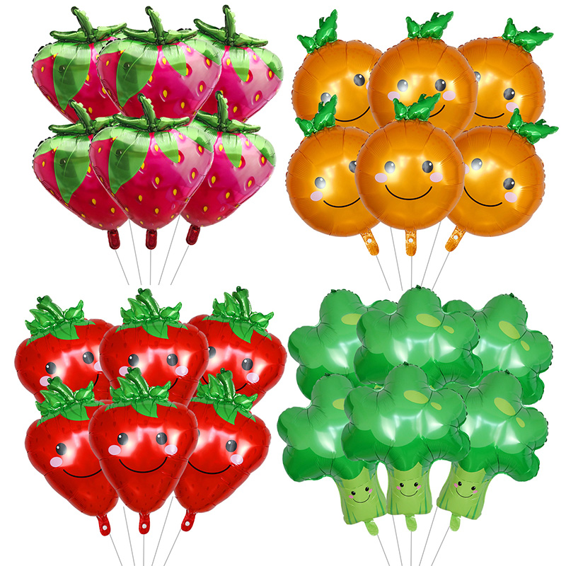 6 uds globos de frutas fresa aguacate papel de aluminio globo de helio sandía naranja Cactus Ballon decoración de temática para niños