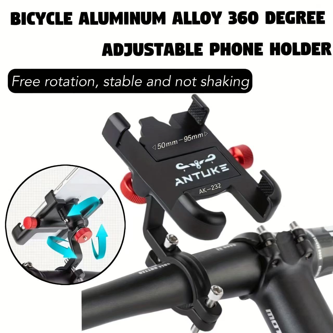 Mountain bike phone holder bicycle holder 360 ° rotatable aluminum alloy adjustable bicycle phone holder anti slip riding holder