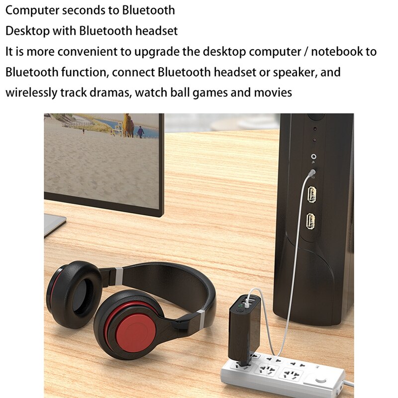 Bluetooth 5.0 Audio Receiver Transmitter Stereo Wireless Adapter TF/U Disk Play Dual USB Charger for TV IR APP EU Plug