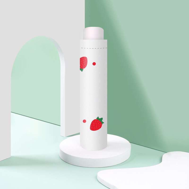 Leuke Vrouwen Paraplu Verse Meisje Kleine Aardbei Regen En Zon Tweeërlei Gebruik Paraplu Macaron Kleur Vinyl Zon Bescherming parasol: 1 milk white